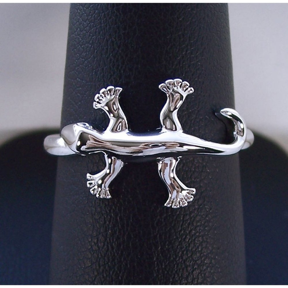 925 STERLING SILVER Gecko Lizard Ring - Picture 11 of 15
